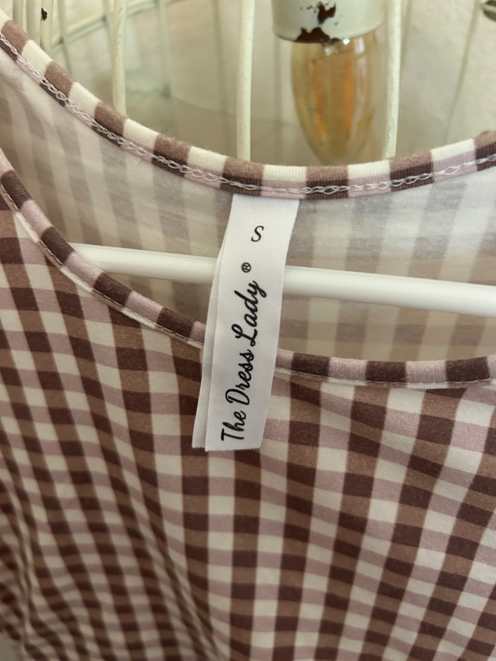 Nursing Brown Gingham Tiered Midi Dress - Picture 2 of 3